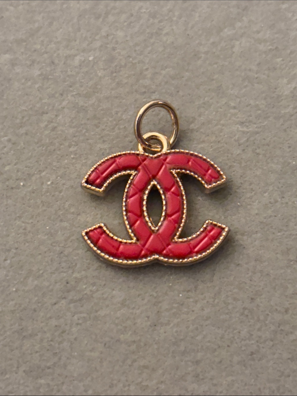 Red Quilted Double C Pendant Charm